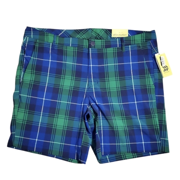 NWT All In Motion Men's Plaid Athletic Golf Shorts 40 - Picture 1 of 6